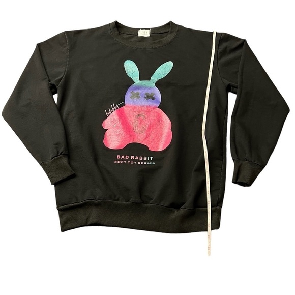J & Y JINGYIFUSHI BLACK SWEATSHIRT WITH BAD RABBIT SOFT TOY SERIES - Picture 4 of 5